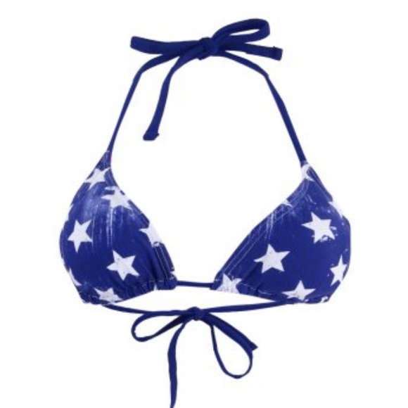 California Waves Swim Usa Reversible Flag Bikini Top 4th Of July M
